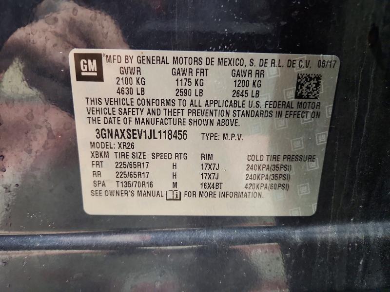 Продажа на аукционе авто 2018 Chevrolet Equinox, vin: 3GNAXSEV1JL118456, номер лота: 47796056