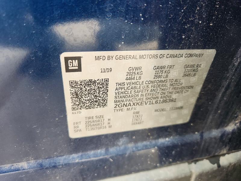 Продаж на аукціоні авто 2020 Chevrolet Equinox, vin: 2GNAXKEV1L6186361, номер лоту: 51513416