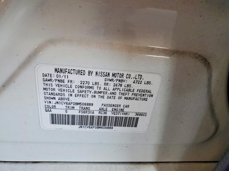 Aukcja sprzedaży 2011 Infiniti G37 Sedan, vin: JN1CV6AP0BM506889, numer aukcji: 48356526