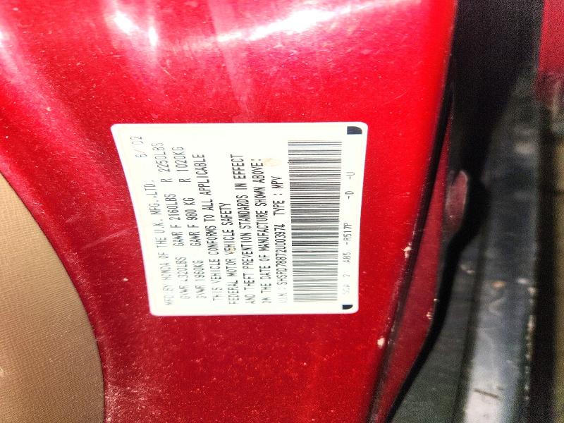 Aukcja sprzedaży 2002 Honda Cr-v, vin: SHSRD78872U003974, numer aukcji: 48927756