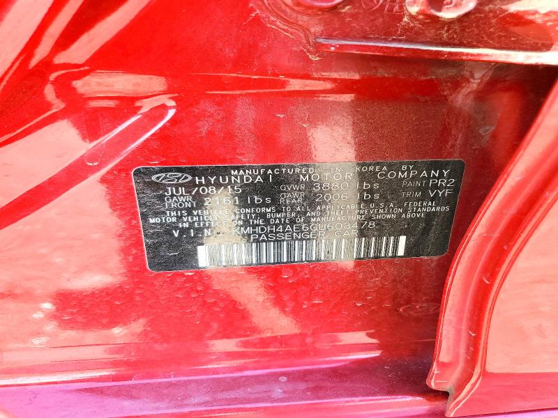 2016 Hyundai Elantra მანქანა იყიდება აუქციონზე, vin: KMHDH4AE6GU603478, აუქციონის ნომერი: 50841146
