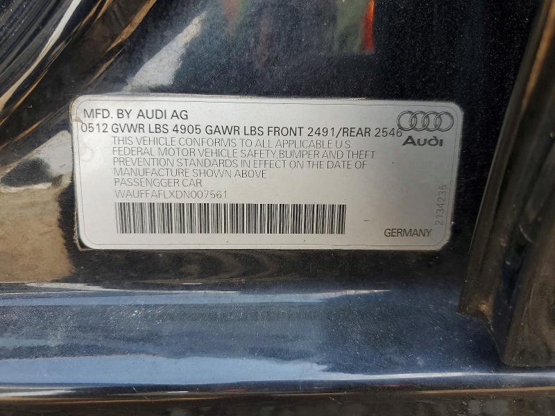 Продаж на аукціоні авто 2013 Audi A4, vin: WAUFFAFLXDN007561, номер лоту: 49769106