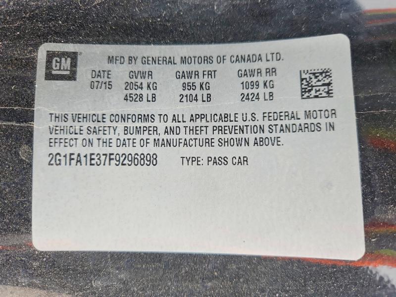 2015 Chevrolet Camaro მანქანა იყიდება აუქციონზე, vin: 2G1FA1E37F9296898, აუქციონის ნომერი: 51524466