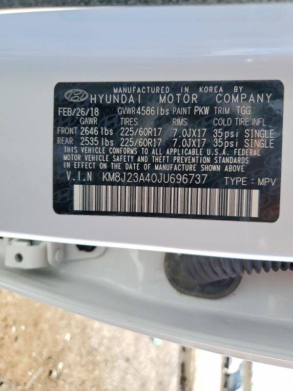 2018 Hyundai Tucson მანქანა იყიდება აუქციონზე, vin: KM8J23A40JU696737, აუქციონის ნომერი: 47572996