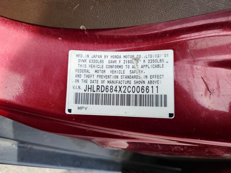 Продажа на аукционе авто 2002 Honda Cr-v, vin: JHLRD684X2C006611, номер лота: 50135986