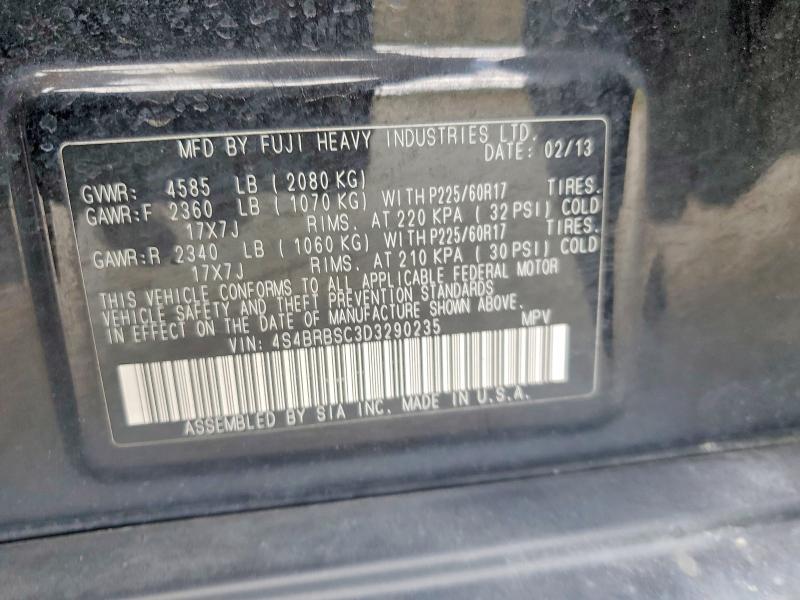 Aukcja sprzedaży 2013 Subaru Outback, vin: 4S4BRBSC3D3290235, numer aukcji: 51242456