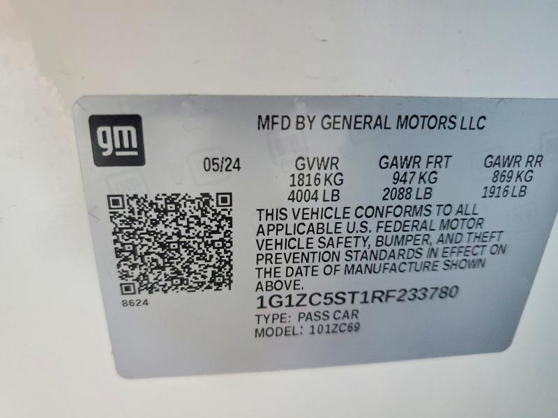 Продаж на аукціоні авто 2024 Chevrolet Malibu, vin: 1G1ZC5ST1RF233780, номер лоту: 48996616