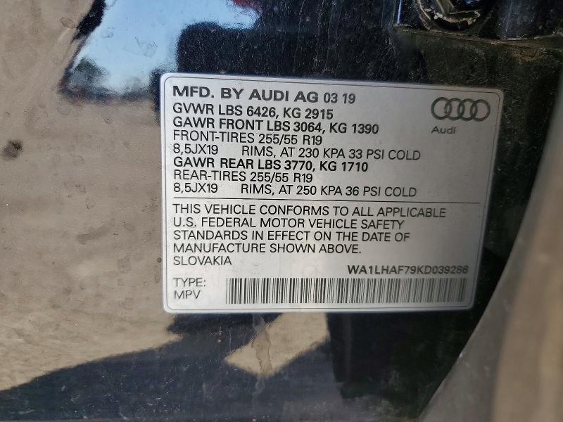 Aukcja sprzedaży 2019 Audi Q7, vin: WA1LHAF79KD039286, numer aukcji: 49400346