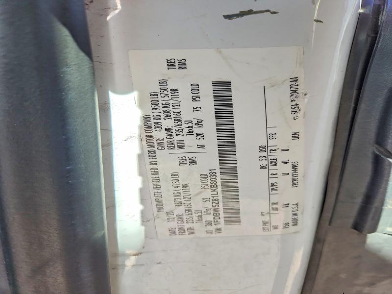49638516 :رقم المزاد ، 1FDBW5Z81LKB80381 vin ، 2020 Ford Transit مزاد بيع