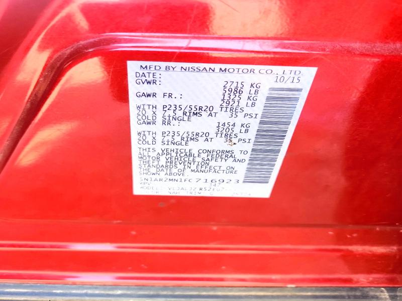 Продажа на аукционе авто 2015 Nissan Pathfinder, vin: 5N1AR2MN1FC716923, номер лота: 51501756