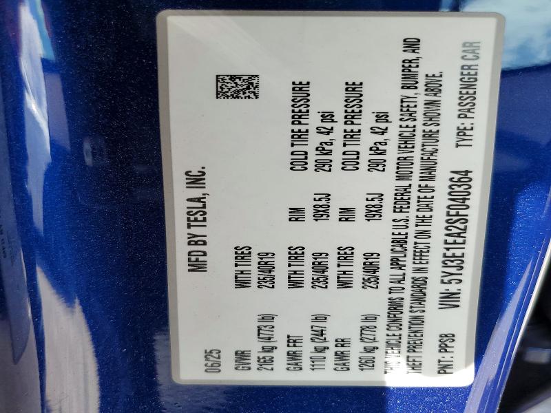 Продажа на аукционе авто 2025 Tesla Model 3, vin: 5YJ3E1EA2SF040364, номер лота: 51080716