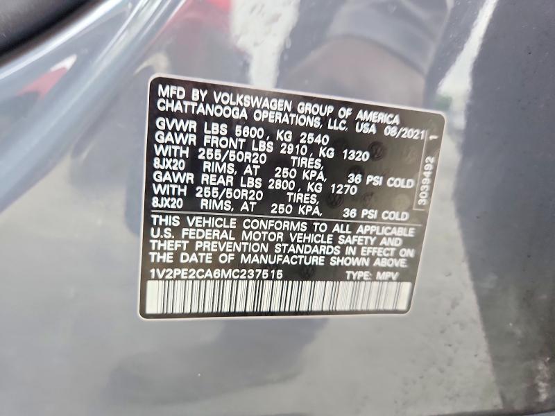 Продажа на аукционе авто 2021 Volkswagen Atlas Cross Sport, vin: 1V2PE2CA6MC237515, номер лота: 49228056