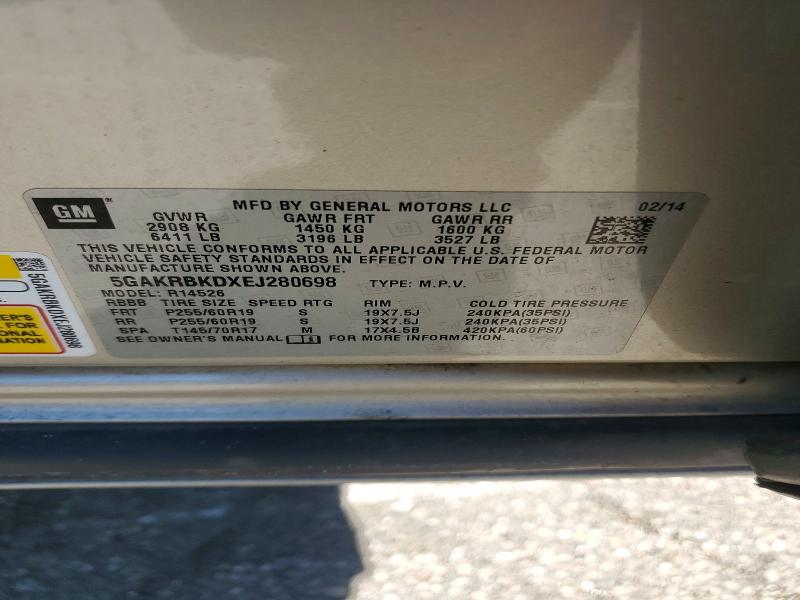 48346986 :رقم المزاد ، 5GAKRBKDXEJ280698 vin ، 2014 Buick Enclave مزاد بيع