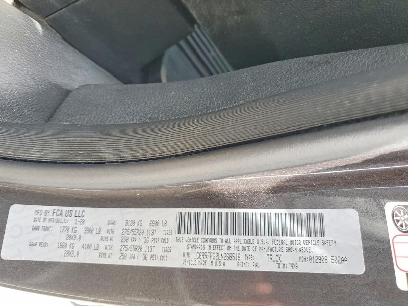 50085046 :رقم المزاد ، 1C6RRFFG2LN268518 vin ، 2020 Ram 1500 مزاد بيع