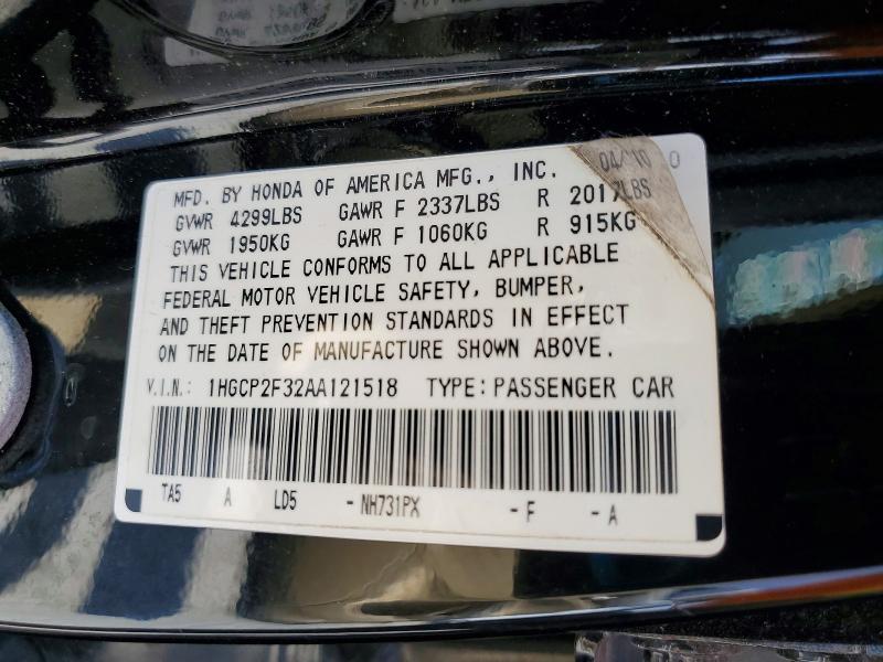 Продажа на аукционе авто 2010 Honda Accord, vin: 1HGCP2F32AA121518, номер лота: 50169756