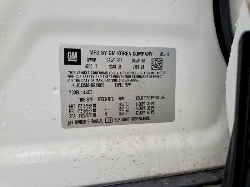 Продаж на аукціоні авто 2017 Buick Encore, vin: KL4CJ3SB6HB219050, номер лоту: 46440286
