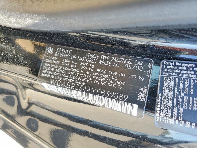 Продаж на аукціоні авто 2000 Bmw 323, vin: WBABR3344YEB39089, номер лоту: 50796276