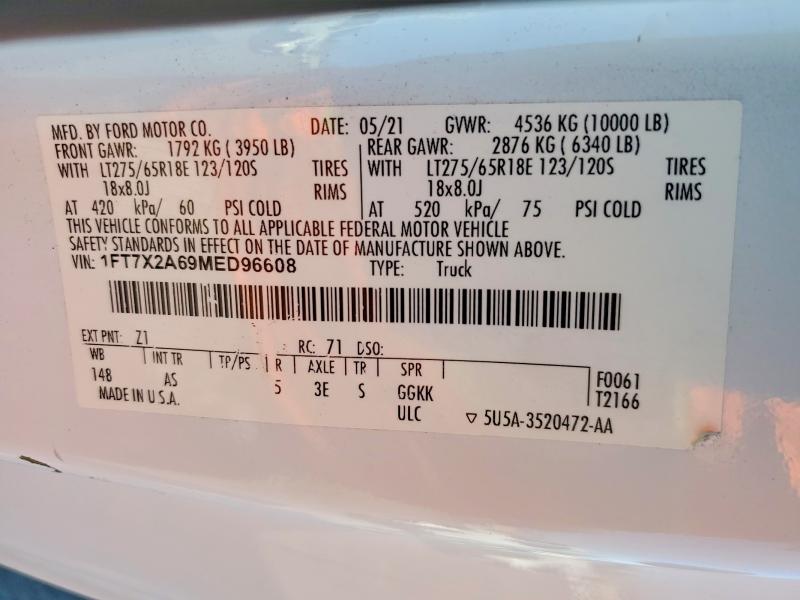 Aukcja sprzedaży 2021 Ford F250, vin: 1FT7X2A69MED96608, numer aukcji: 49683816