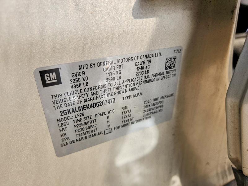 47843246 :رقم المزاد ، 2GKALMEK4D6207473 vin ، 2013 Gmc Terrain مزاد بيع