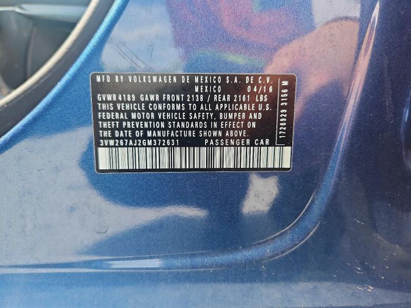 Продажа на аукционе авто 2016 Volkswagen Jetta, vin: 3VW267AJ2GM372631, номер лота: 51354196