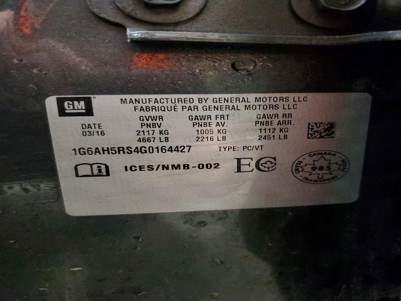 48468576 :رقم المزاد ، 1G6AH5RS4G0164427 vin ، 2016 Cadillac Ats مزاد بيع