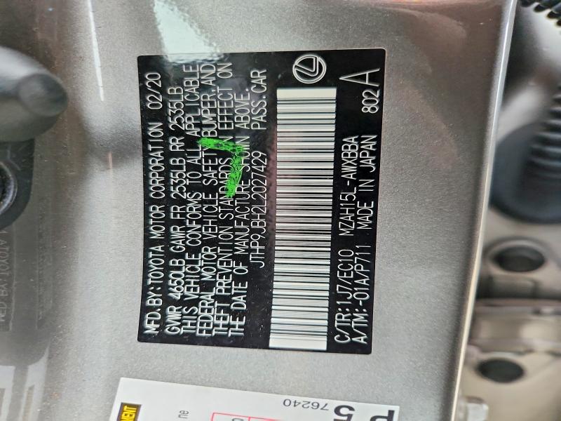 Продажа на аукционе авто 2020 Lexus Ux, vin: JTHP9JBH2L2027429, номер лота: 51942936