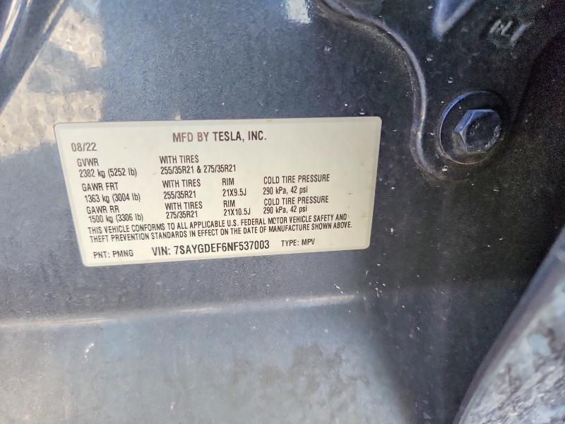 Продажа на аукционе авто 2022 Tesla Model Y, vin: 7SAYGDEF6NF537003, номер лота: 51311756