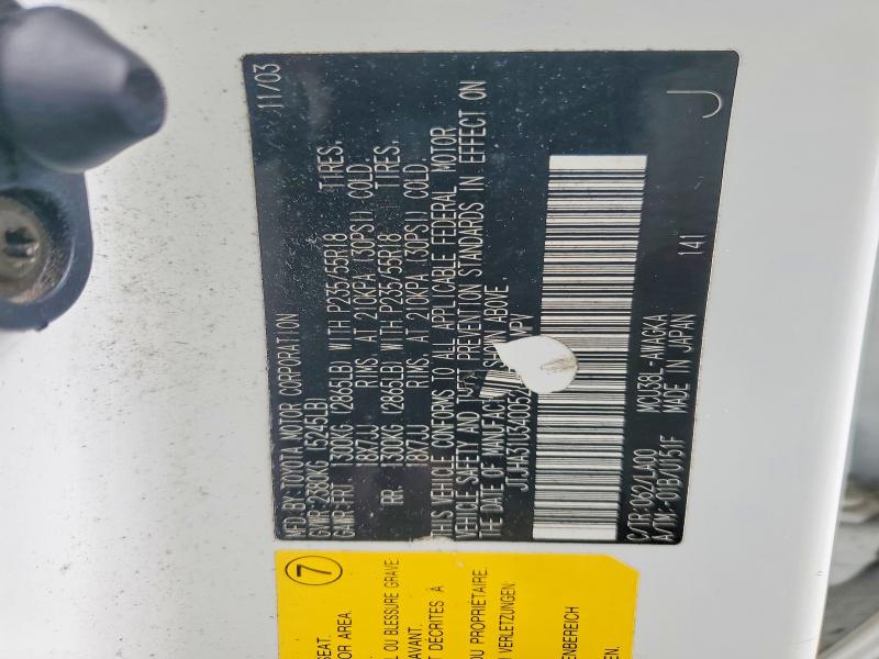 2004 Lexus Rx მანქანა იყიდება აუქციონზე, vin: JTJHA31U340052017, აუქციონის ნომერი: 50964096