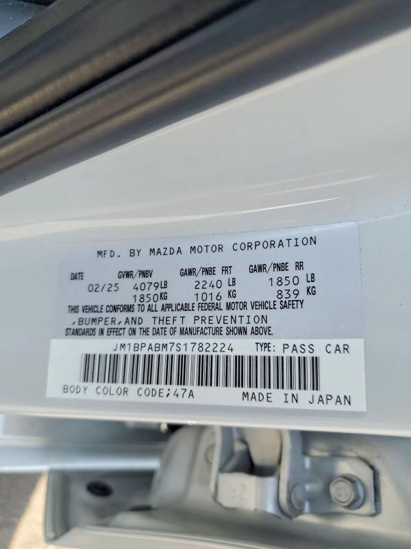 Aukcja sprzedaży 2025 Mazda 3, vin: JM1BPABM7S1782224, numer aukcji: 52054036