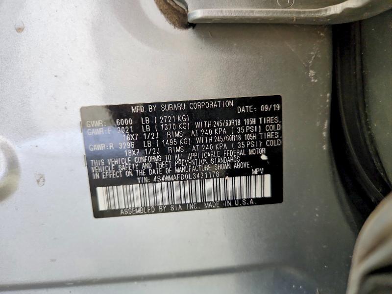 Продаж на аукціоні авто 2020 Subaru Ascent, vin: 4S4WMAFD0L3421178, номер лоту: 49485616