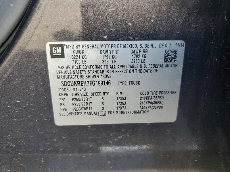 Продаж на аукціоні авто 2015 Chevrolet Silverado, vin: 3GCUKREH7FG199146, номер лоту: 49674446