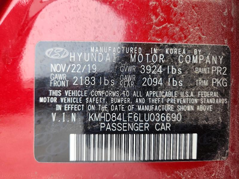 Продажа на аукционе авто 2020 Hyundai Elantra, vin: KMHD84LF6LU036690, номер лота: 51600806