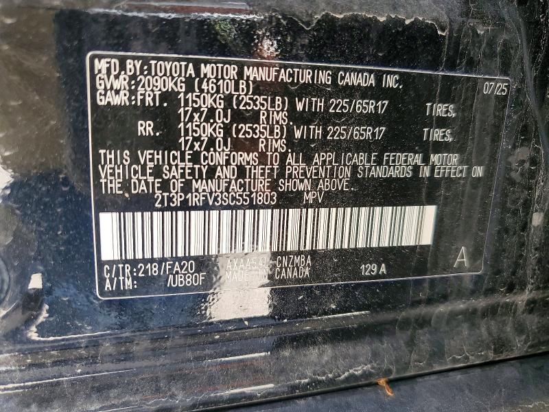 Aukcja sprzedaży 2025 Toyota Rav4, vin: 2T3P1RFV3SC551803, numer aukcji: 78326635