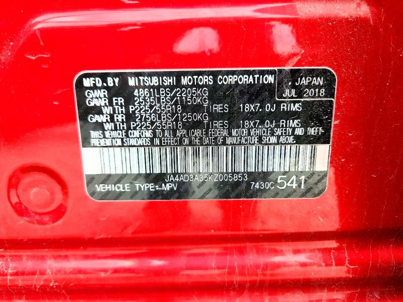 Aukcja sprzedaży 2019 Mitsubishi Outlander, vin: JA4AD3A35KZ005853, numer aukcji: 51291946