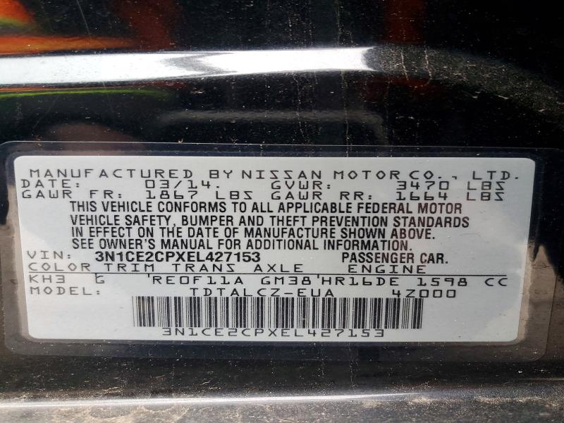 52085306 :رقم المزاد ، 3N1CE2CPXEL427153 vin ، 2014 Nissan Versa Note مزاد بيع