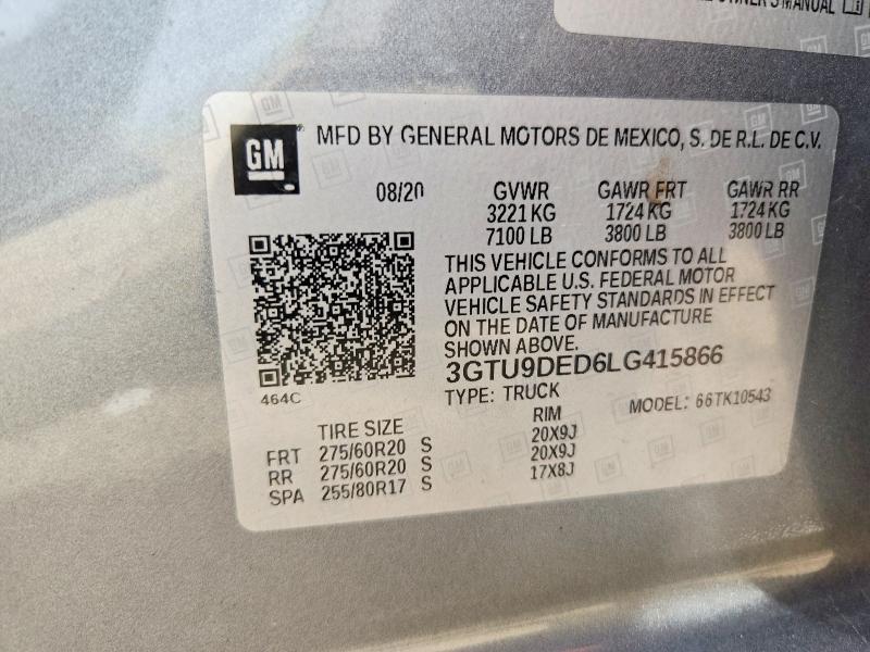 Продаж на аукціоні авто 2020 Gmc Sierra, vin: 3GTU9DED6LG415866, номер лоту: 51673826