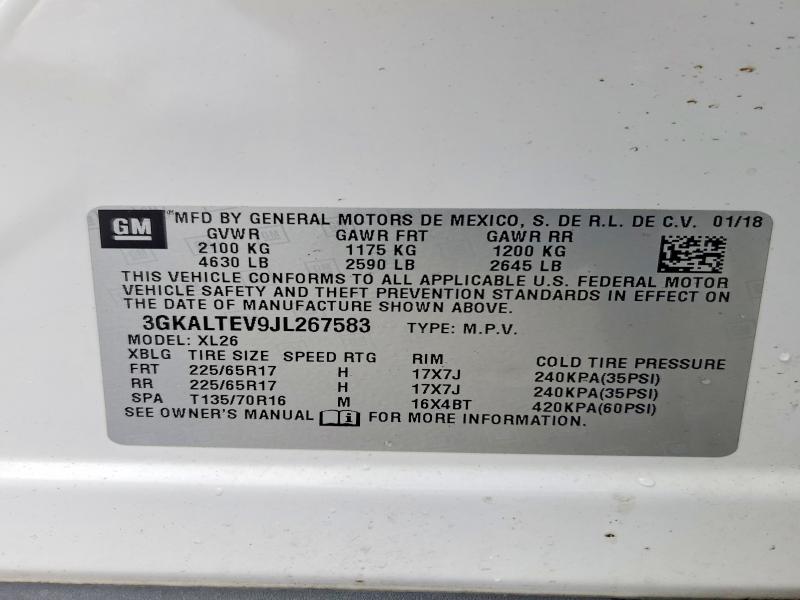 51561176 :رقم المزاد ، 3GKALTEV9JL267583 vin ، 2018 Gmc Terrain مزاد بيع