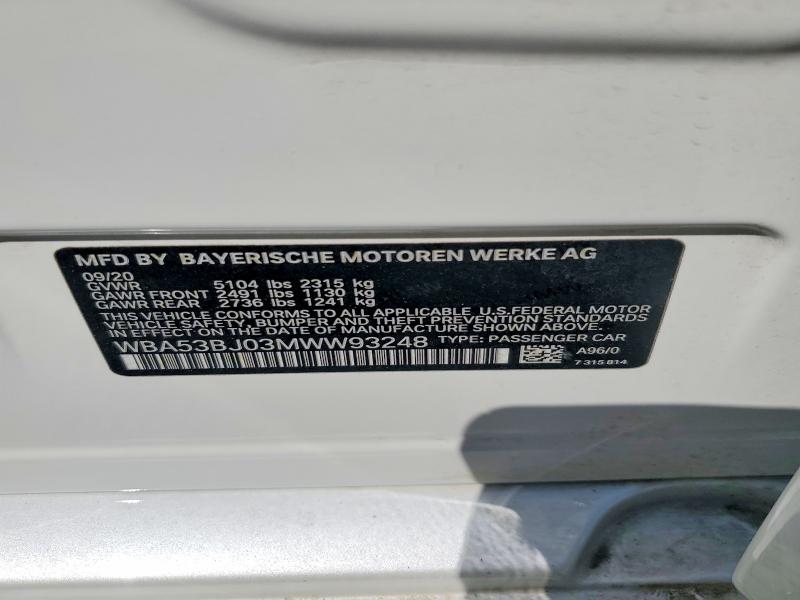 Продажа на аукционе авто 2021 Bmw 540, vin: WBA53BJ03MWW93248, номер лота: 50503906