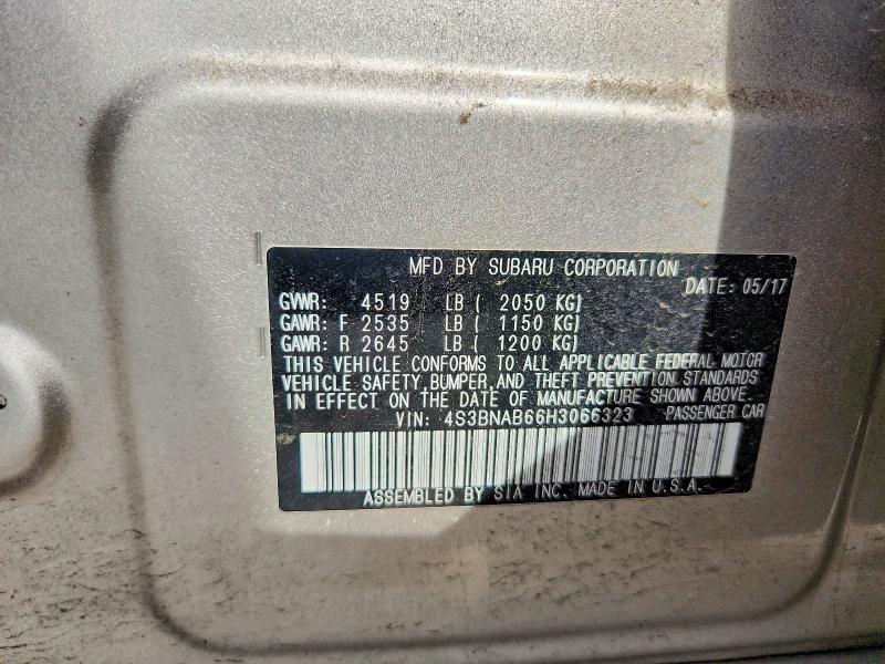 Aukcja sprzedaży 2017 Subaru Legacy, vin: 4S3BNAB66H3066323, numer aukcji: 49640166