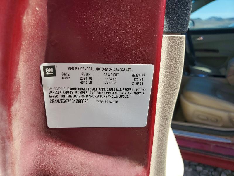 2005 Buick Lacrosse მანქანა იყიდება აუქციონზე, vin: 2G4WE567051298893, აუქციონის ნომერი: 50522106