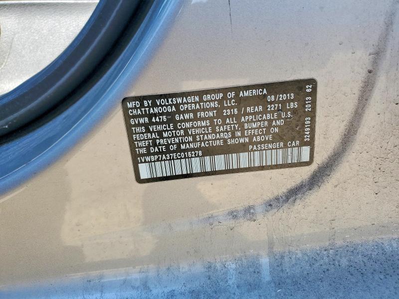Продажа на аукционе авто 2014 Volkswagen Passat, vin: 1VWBP7A37EC015278, номер лота: 48467036