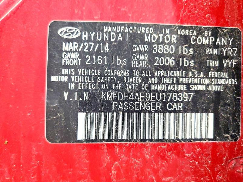 Продаж на аукціоні авто 2014 Hyundai Elantra, vin: KMHDH4AE9EU178397, номер лоту: 50445686