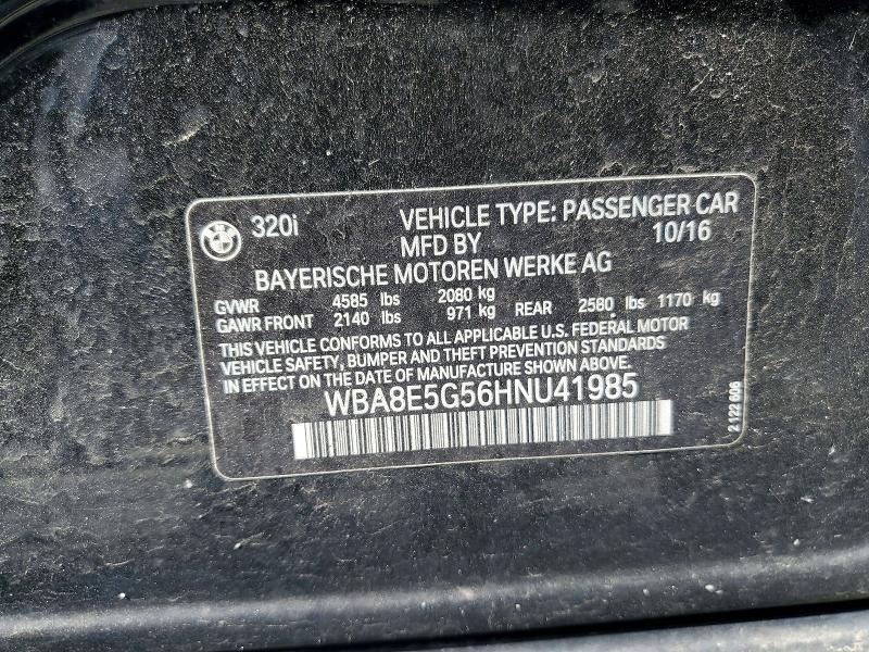 2017 Bmw 320 მანქანა იყიდება აუქციონზე, vin: WBA8E5G56HNU41985, აუქციონის ნომერი: 50160116