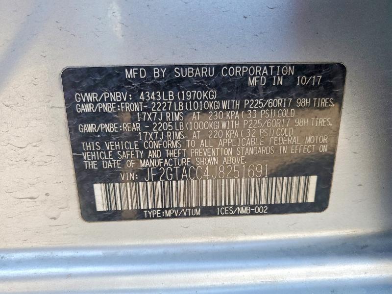 Продажа на аукционе авто 2018 Subaru Crosstrek, vin: JF2GTACC4J8251691, номер лота: 49367276