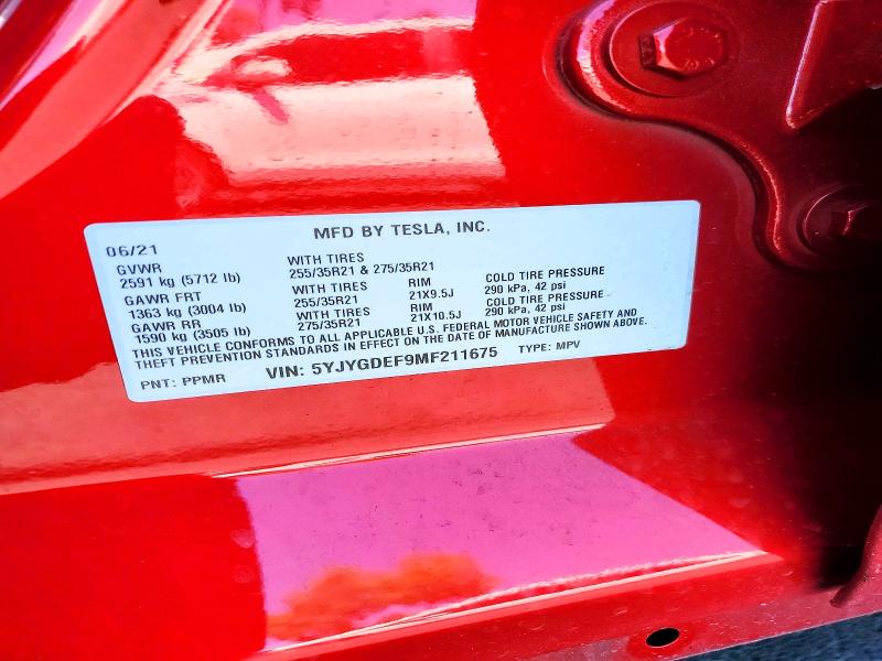 Продаж на аукціоні авто 2021 Tesla Model Y, vin: 5YJYGDEF9MF211675, номер лоту: 51315546