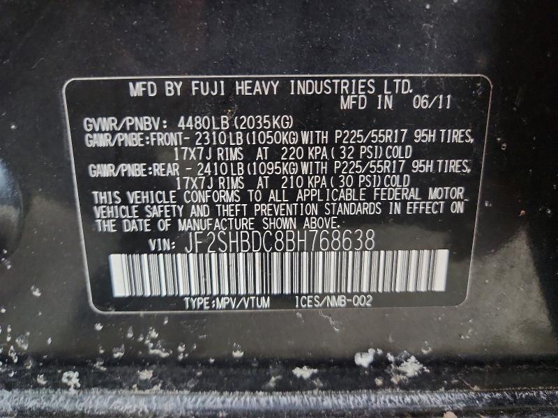 47613346 :رقم المزاد ، JF2SHBDC8BH768638 vin ، 2011 Subaru Forester مزاد بيع
