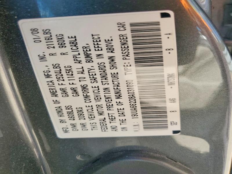 51085936 :رقم المزاد ، 19UUA66228A031090 vin ، 2008 Acura Tl مزاد بيع