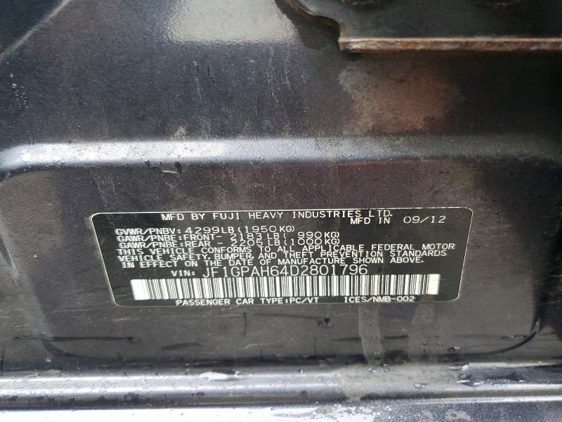 Auction sale of the 2013 Subaru Impreza, vin: JF1GPAH64D2801796, lot number: 51666676