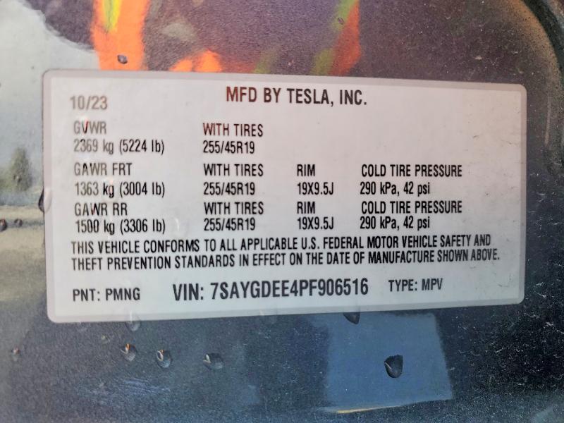 2023 Tesla Model Y მანქანა იყიდება აუქციონზე, vin: 7SAYGDEE4PF906516, აუქციონის ნომერი: 48192916