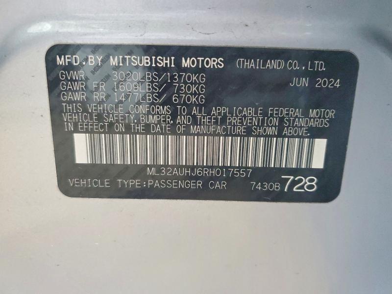 Продаж на аукціоні авто 2024 Mitsubishi Mirage, vin: ML32AUHJ6RH017557, номер лоту: 49404176